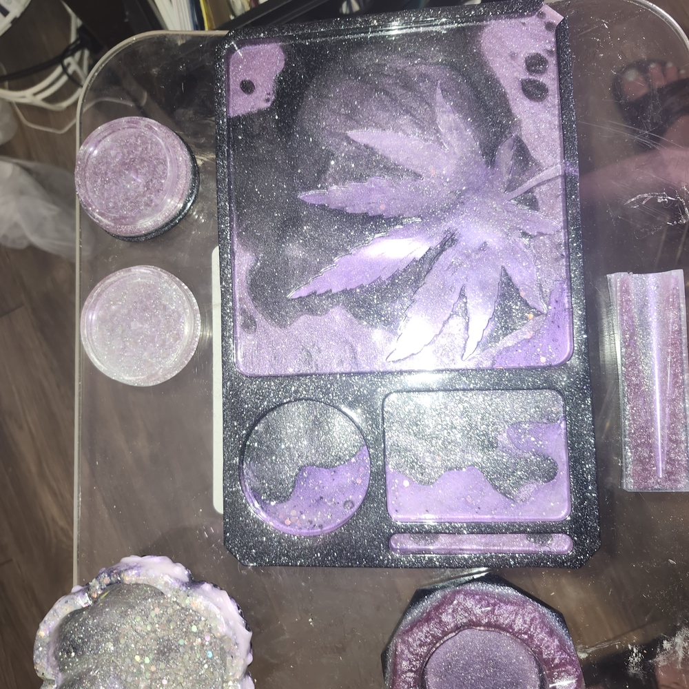 Purple Leaf Decorative Tray Set